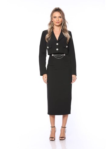 POESSE SO STYLISH JEWELLERY DETAILS MIDI SKIRT