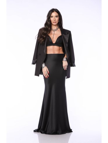 TGH SATIN MERMAID STYLE DRAPED BACK MAXI SKIRT
