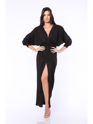 TGH GLITTERY LYCRA FRONT SLIT MAXI DRESS