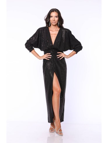 TGH CINEMA STAR SEQUINS DEEP SLIT MAXI DRESS