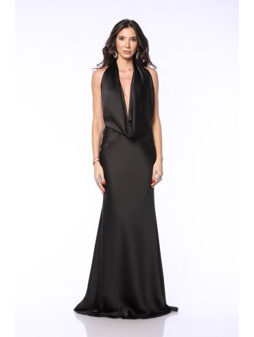 TGH GALA DROPPED COLLAR MERMAID SATIN MAXI DRESS