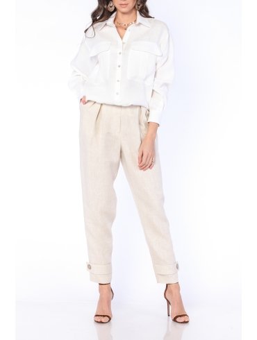 CARLA PURO LINO CIGARETTE TAILORED PANTS