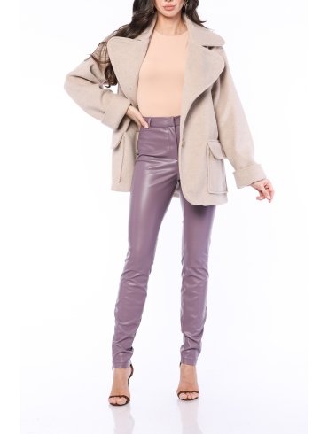 TGH PANTALONI DIN PIELE ECO CU TALIE INALTA SI CRAPATURI LATERALE