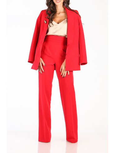 TGH PANTALONI LARGI TUXEDO STYLE CU TALIE PLISATA