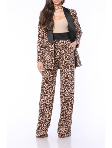 TGH JUNGLE FEVER TUXEDO COLOR BLOCK WIDE-LEG PANTS