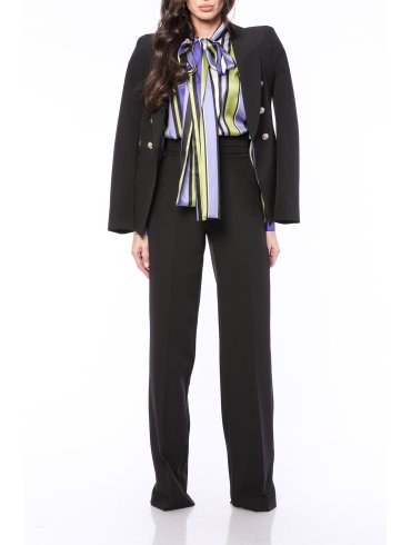 TGH TUXEDO STYLE PLEATED WAIST WIDE-LEG PANTS