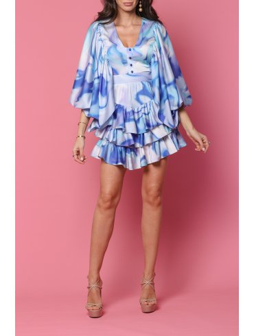 TGH ROCHIE MINI CU VOLANE ASIMETRICE SI PRINT SEA WAVES