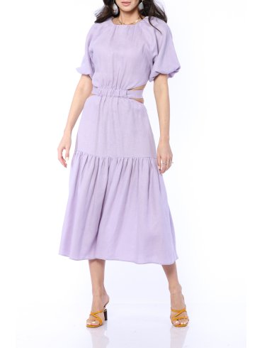 TGH LINO ROCHIE MIDI CU SPATE DECUPAT SI VOLAN