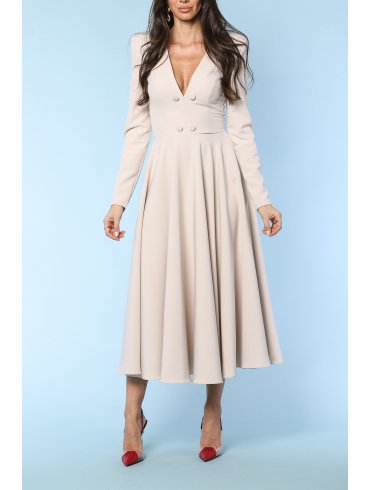 TGH MOVIE STAR A-LINE BUTTONS DETAILS MIDI DRESS