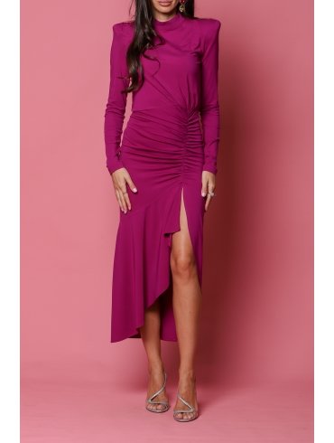 TGH ISABELLA ASYMMETRIC RUFFLE MIDI DRESS