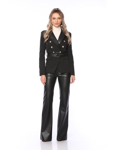 POESSE SACOU SLIM-FIT CU DETALII DIN PIELE ECO