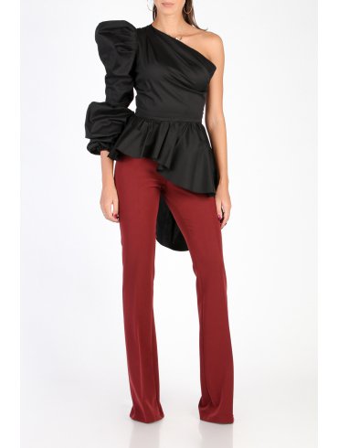 CARLA LATEST ONE SHOULDER ASYMMETRIC RUFFLE BLOUSE