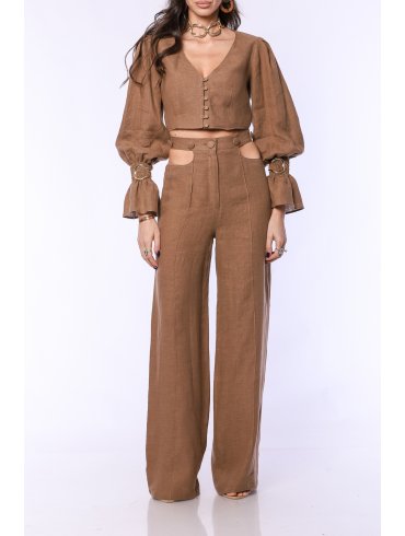 TGH LINO SUNSHINE PUFFED SLEEVES CROP TOP
