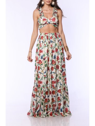 TGH FLORAL PRINT RUFFLES CROP TOP