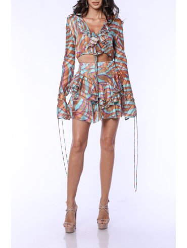 TGH TOP SCURT ANIMAL PRINT CU VOLANE