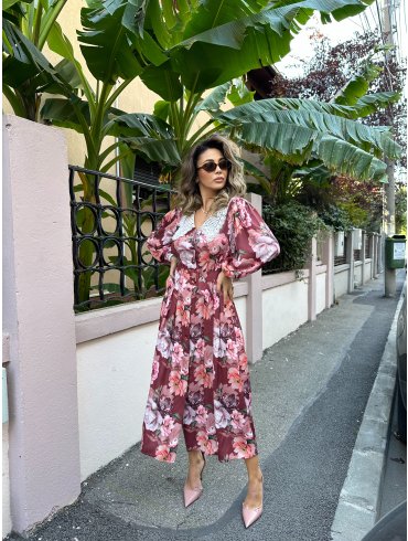 TGH ROCHIE MIDI CU GULER BRODAT FALLEN LEAVES