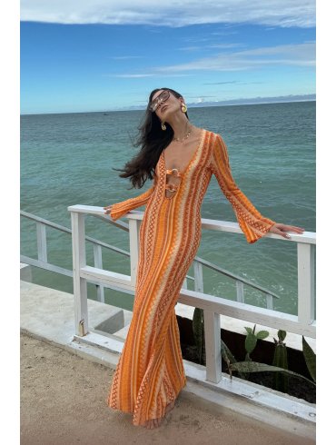 TGH ROCHIE MAXI BEACH GODDESS TRICOTATA CU INELE