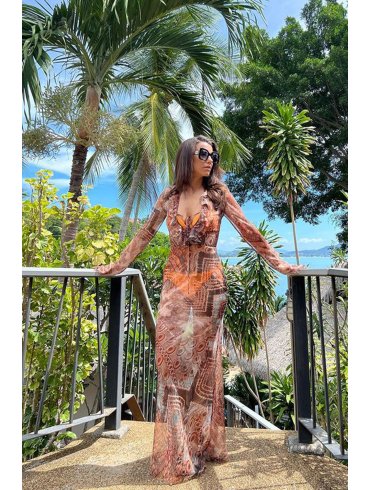 TGH BOHO PRINT BEACH VACAY MAXI DRESS