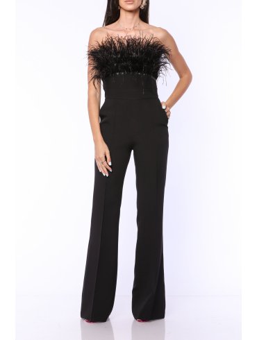 TGH CEREMONY FEATHERS CORSET FLARED JUMPSUIT