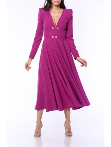 TGH SOPHISTICATION JEWELLERY BUTTONS MIDI DRESS