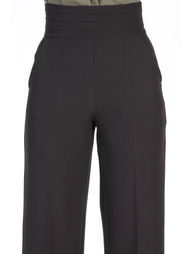 TGH TUXEDO STYLE PLEATED WAIST WIDE-LEG PANTS