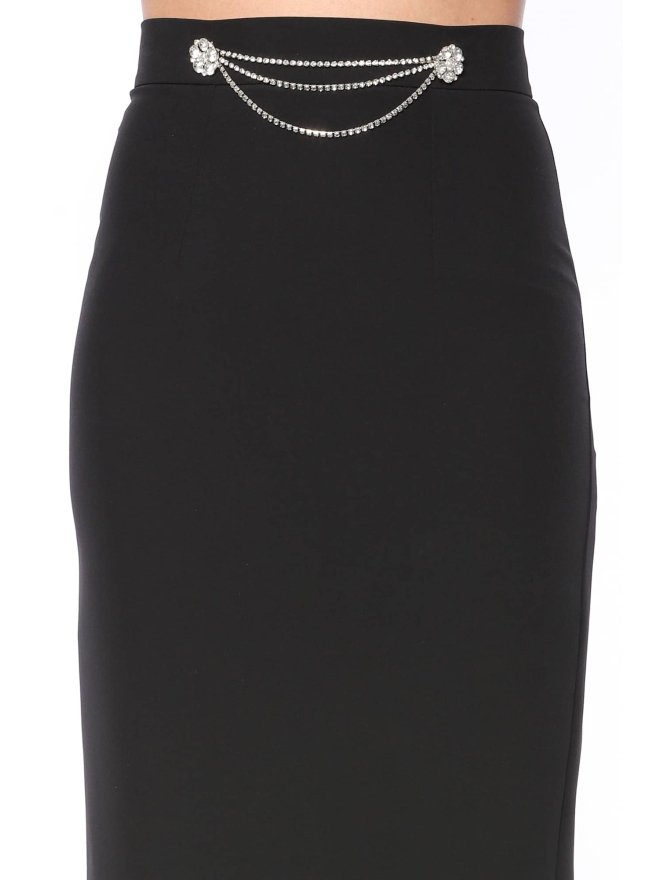 POESSE SO STYLISH JEWELLERY DETAILS MIDI SKIRT