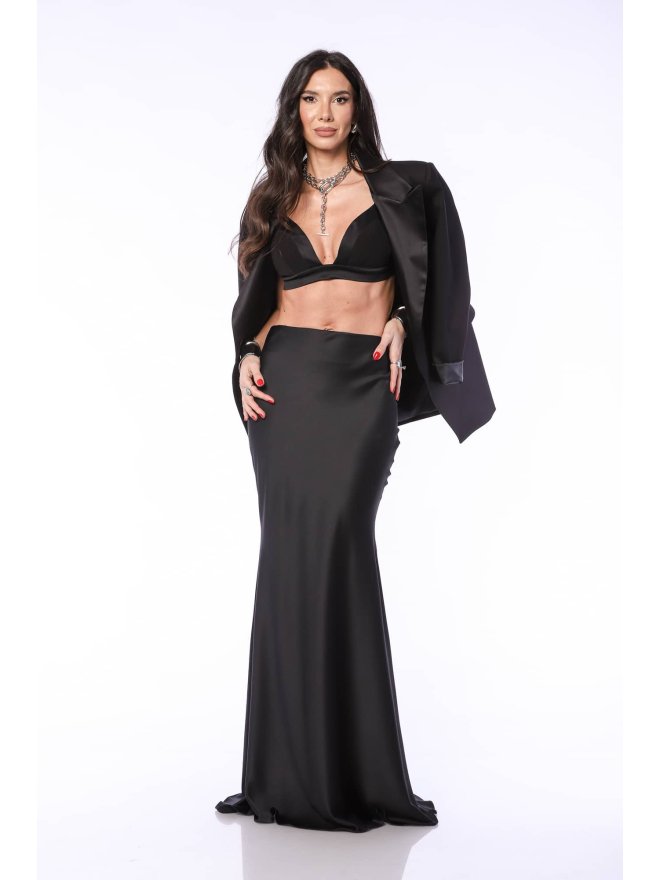 TGH SATIN MERMAID STYLE DRAPED BACK MAXI SKIRT