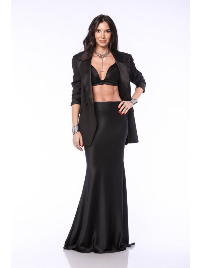 TGH SATIN MERMAID STYLE DRAPED BACK MAXI SKIRT