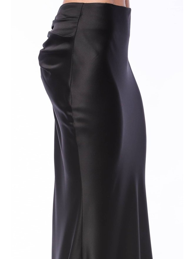 TGH SATIN MERMAID STYLE DRAPED BACK MAXI SKIRT