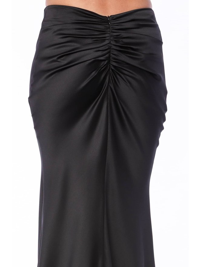 TGH SATIN MERMAID STYLE DRAPED BACK MAXI SKIRT