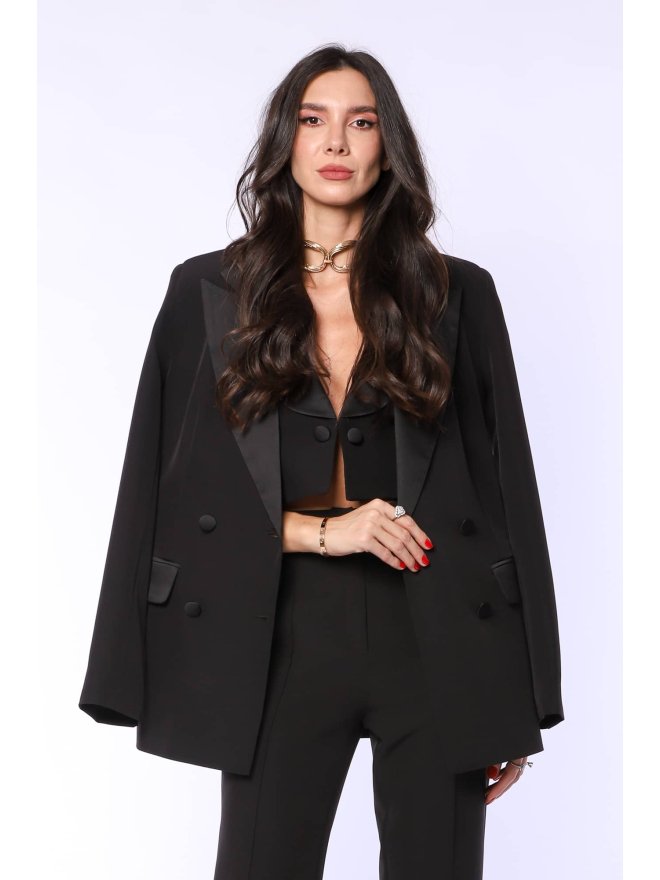 TGH TUXEDO GIRL SATIN LAPELS BLAZER