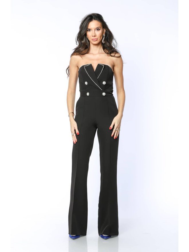 TGH CORSET STYLE JEWELLERY DETAILS FLARED JUMPSUIT