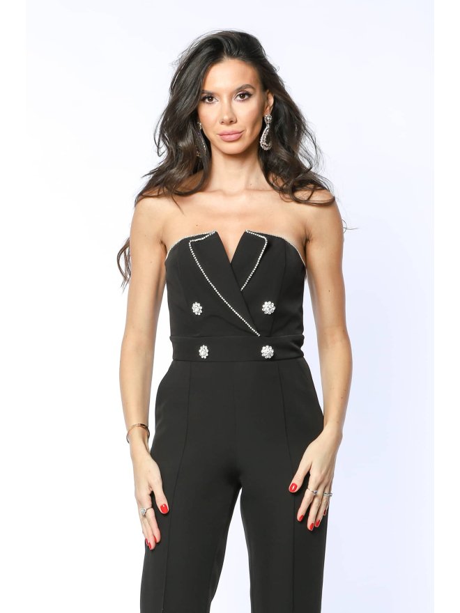 TGH CORSET STYLE JEWELLERY DETAILS FLARED JUMPSUIT