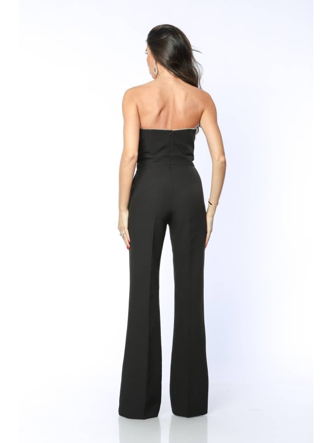 TGH CORSET STYLE JEWELLERY DETAILS FLARED JUMPSUIT
