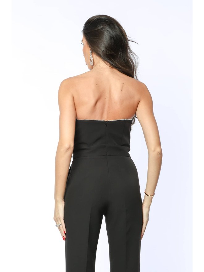 TGH CORSET STYLE JEWELLERY DETAILS FLARED JUMPSUIT