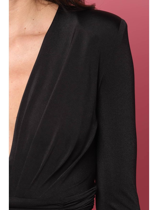 TGH CONTOURING V-NECK ASYMMETRIC MIDI DRESS