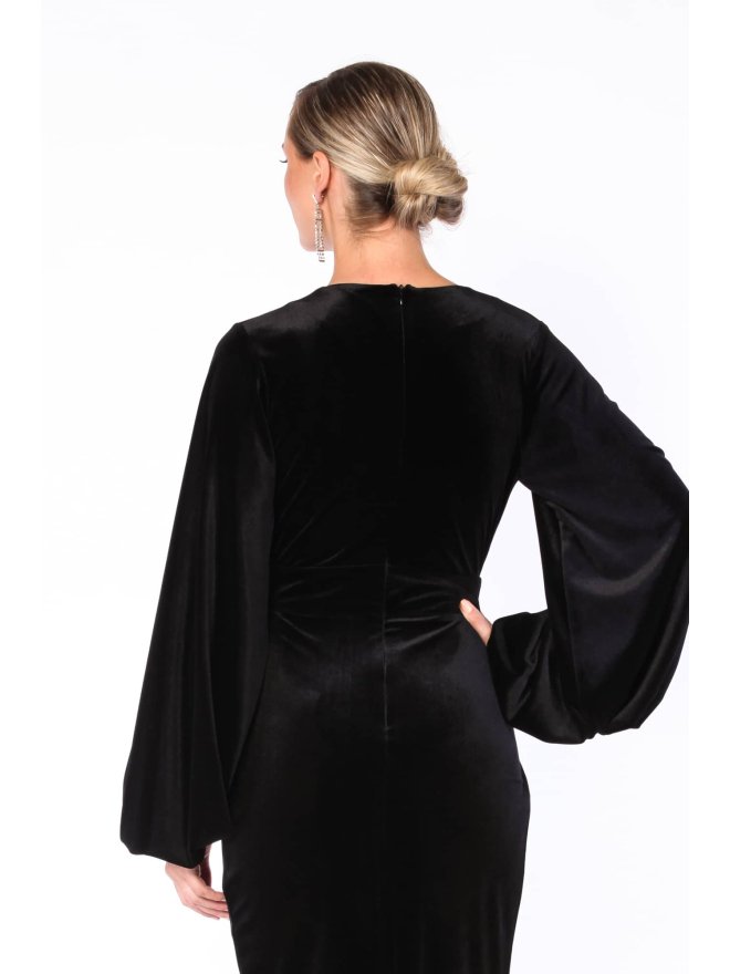 TGH GLAM VELVET PUFFED SLEEVES MAXI DRESS