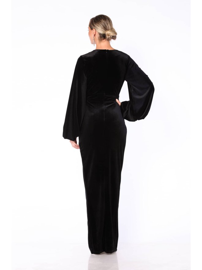 TGH GLAM VELVET PUFFED SLEEVES MAXI DRESS