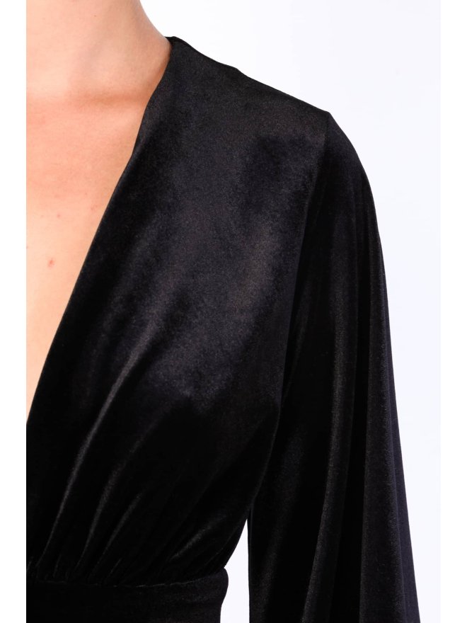 TGH GLAM VELVET PUFFED SLEEVES MAXI DRESS