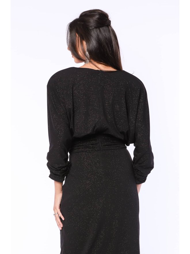 TGH GLITTERY LYCRA FRONT SLIT MAXI DRESS