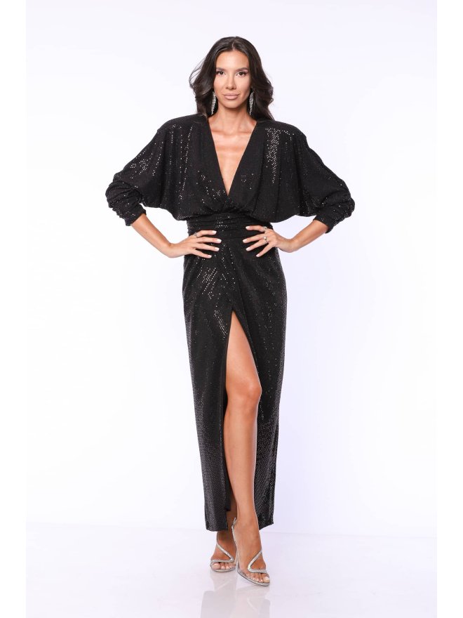 TGH CINEMA STAR SEQUINS DEEP SLIT MAXI DRESS