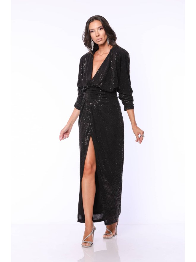 TGH CINEMA STAR SEQUINS DEEP SLIT MAXI DRESS