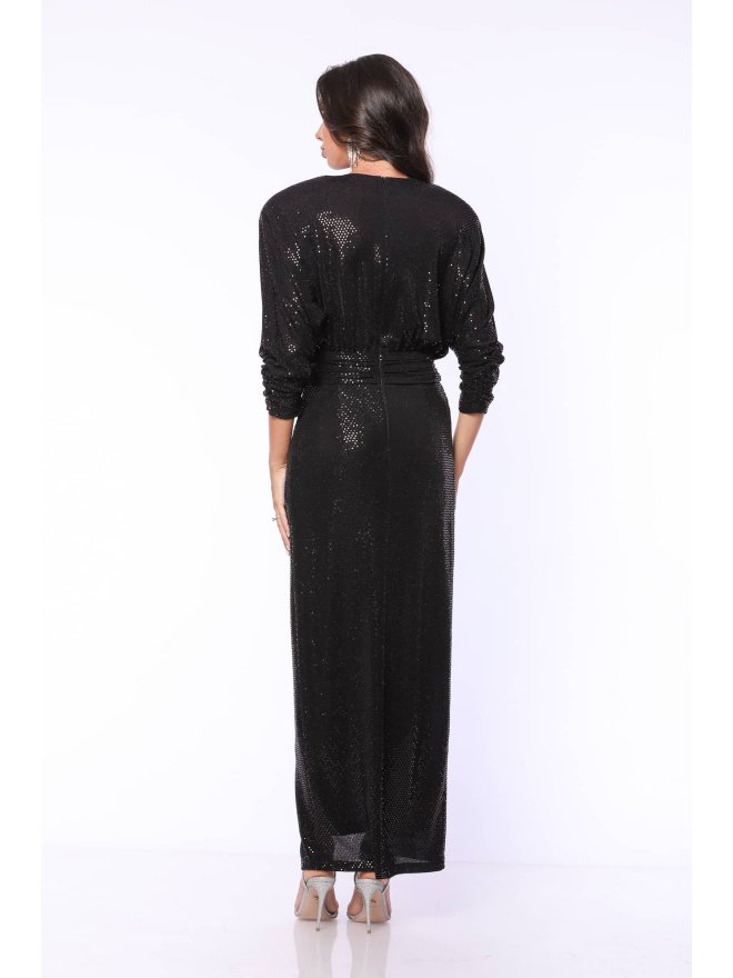 TGH CINEMA STAR SEQUINS DEEP SLIT MAXI DRESS