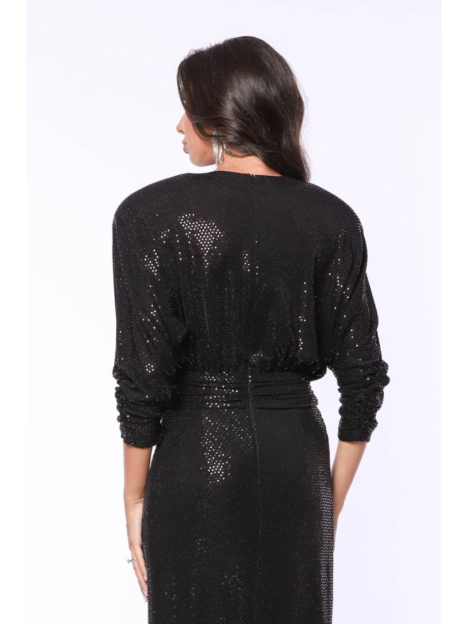 TGH CINEMA STAR SEQUINS DEEP SLIT MAXI DRESS