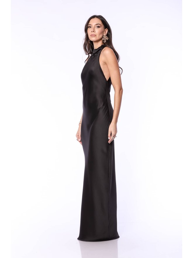 TGH MIDNIGHT ELEGANCE CUT-OUT BACK SATIN MAXI DRESS
