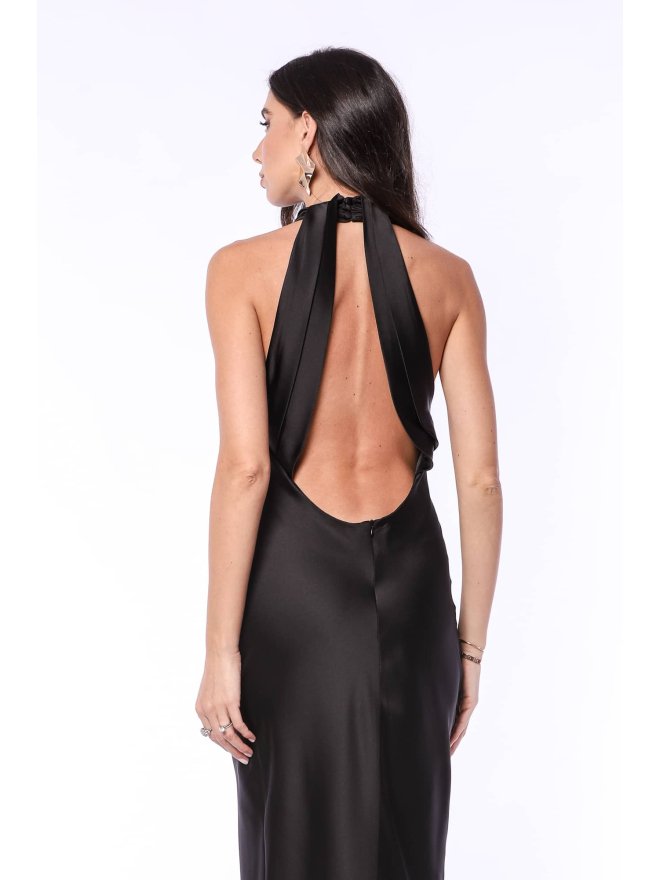 TGH MIDNIGHT ELEGANCE CUT-OUT BACK SATIN MAXI DRESS