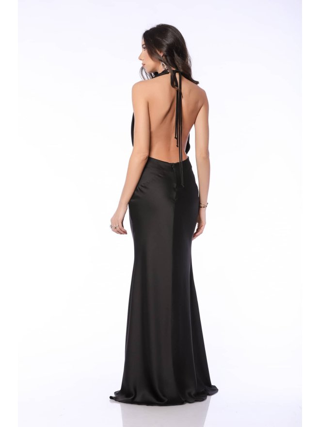 TGH GALA DROPPED COLLAR MERMAID SATIN MAXI DRESS