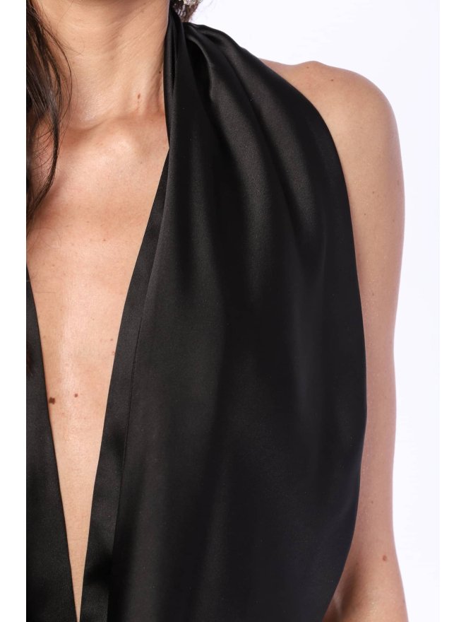 TGH GALA DROPPED COLLAR MERMAID SATIN MAXI DRESS