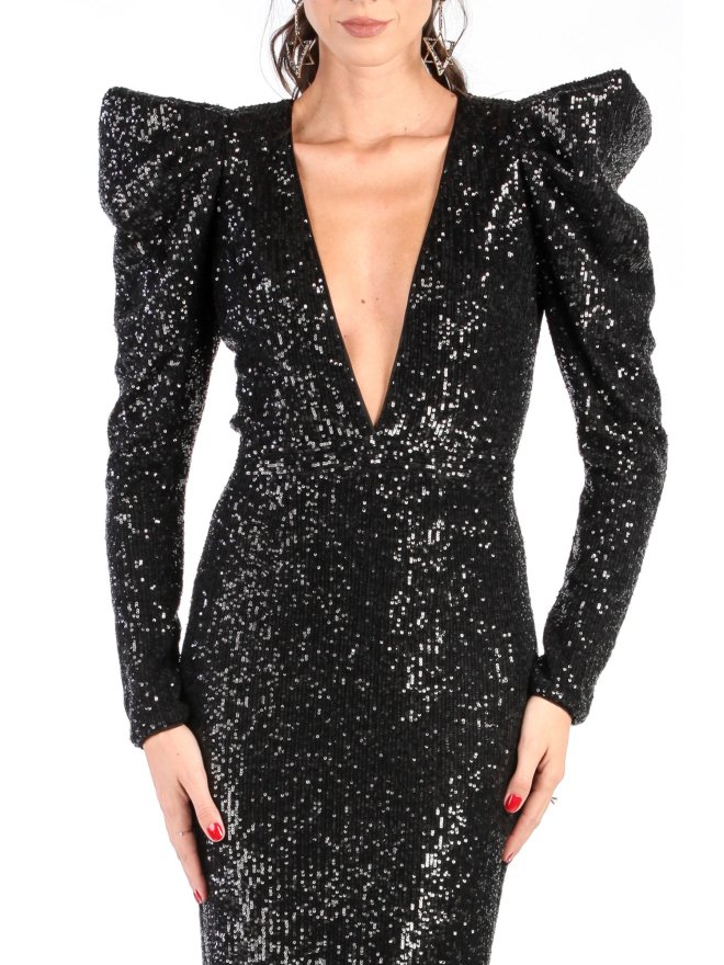 CARLA GLAM ROCHIE MIDI DIN PAIETE CU UMERI SUPRADIMENSIONATI