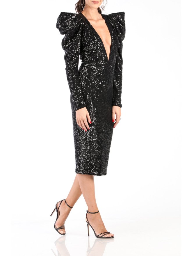 CARLA GLAM ROCHIE MIDI DIN PAIETE CU UMERI SUPRADIMENSIONATI